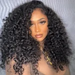 Burmese Curly Half Wig Drawstring Flip Over Human Hair Wig Spiral Curly Ends Glueless For Beginners - Image 11