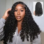 Burmese Curly 6×5 13×6 Skinlike HD Lace Glueless Human Hair Wig Flexi-Fit Drawstring Finger Spiral Curl Ends