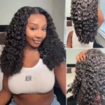 Burmese Curly 6×5 13×6 Skinlike HD Lace Glueless Human Hair Wig Flexi-Fit Drawstring Finger Spiral Curl Ends - Image 2