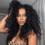 Burmese Curly V Part Wig 100% Human Hair Spiral Ends Flexi-Fit Drawstring - Image 2