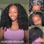 Flash Deal Burmese Curly Human Hair Glueless Wig with Spiral Curl Ends 6×5 13×6 HD Lace Pre Plucked & Bleached - Image 3