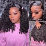 Burmese Curly C Side Part With Baby Hair 6×5 Lace Glueless Short Human Hair Wig 180% Density