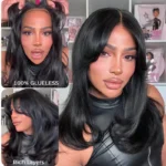 Ombre Color Layered Butterfly Haircut Glueless 6×5 HD Lace Wig Blunt Cut Ends Pre Style 200% Density - Image 2