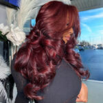 Brown/Dark Burgundy Color Pre Styled Butterfly Layered Cut Loose Body Wave 6×5 Glueless Closure Wig - Image 8