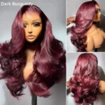 Brown/Dark Burgundy Color Pre Styled Butterfly Layered Cut Loose Body Wave 6×5 Glueless Closure Wig - Image 9