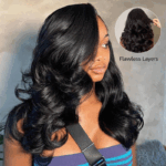 Loose Body Wave Layer Cut C-Side Part Human Hair Wig With Baby Hair Pull Go Glueless - Image 9