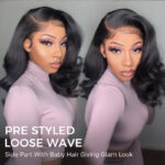Loose Body Wave Layer Cut C-Side Part Human Hair Wig With Baby Hair Pull Go Glueless - Image 7