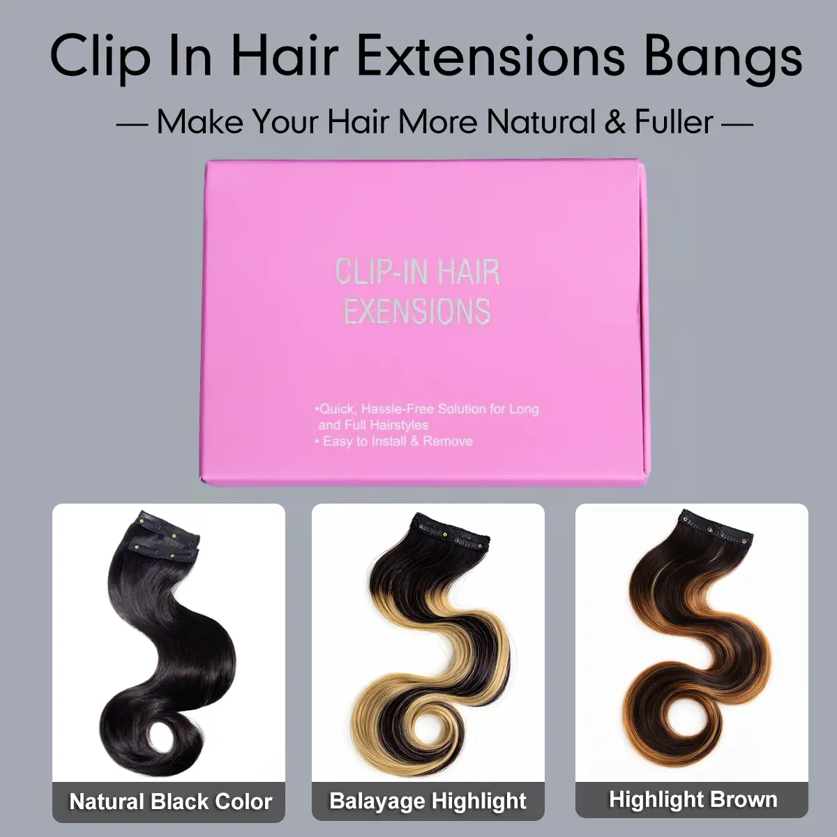 2PCS Body Wave Clip In Hair Extension Bangs DIY Look 100% Human Hair 2PCS Body Wave Clip In Hair Extension Bangs DIY Look 100% Human Hair - Image 1