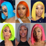 Colorful Straight Bob 13×4 Lace Front Wig Blue Orange Pink Green Grey Yellow Color