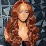 Copper Brown Straight/Body Wave Human Hair Wig 6×5 Pre Everything HD Lace Drawstring Wig - Image 4
