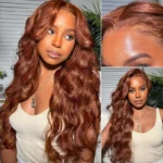 Copper Brown Straight/Body Wave Human Hair Wig 6×5 Pre Everything HD Lace Drawstring Wig - Image 14