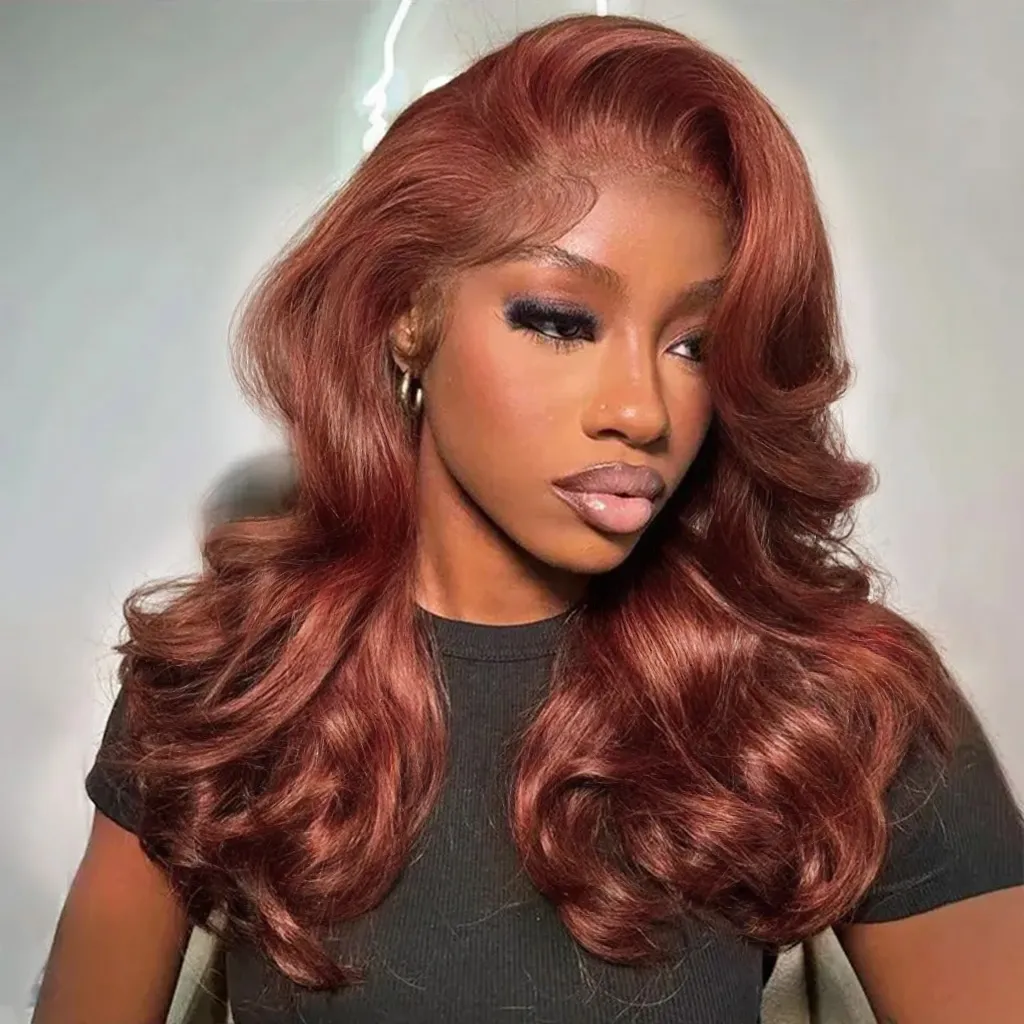 Copper Brown Color Loose Body Wave Glueless 6×5 HD Lace Human Hair Wig 200% Density Copper Brown Color Loose Body Wave Glueless 6×5 HD Lace Human Hair Wig 200% Density - Image 1