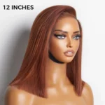 Copper Brown Color Straight Bob Wig 6×5 Wear Go Glueless 100% Human Hair 180% Density - Image 2