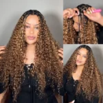 Burmese Curly/Kinky Curly Highlight 4/30/27 Crochet Human Hair Extension for Boho Braids Pre-Separated Miracle Knots Style - Image 4