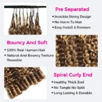 Burmese Curly/Kinky Curly Highlight 4/30/27 Crochet Human Hair Extension for Boho Braids Pre-Separated Miracle Knots Style - Image 7