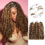 Burmese Curly/Kinky Curly Highlight 4/30/27 Crochet Human Hair Extension for Boho Braids Pre-Separated Miracle Knots Style - Image 3