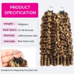 Burmese Curly/Kinky Curly Highlight 4/30/27 Crochet Human Hair Extension for Boho Braids Pre-Separated Miracle Knots Style - Image 5