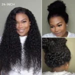 Curly Invisi-Strap 360 Lace Frontal Wigs Glueless Human Hair Pre Plucked & Bleached 180% Density - Image 2