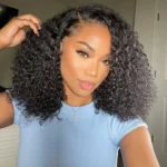 Hot Curly Short Bob Wig Side Part Wear Go Glueless Lace Frontal Wigs 180% Density - Image 8