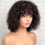 Glueless Short Curly Human Hair Bob Wig Machine Made - Image 5