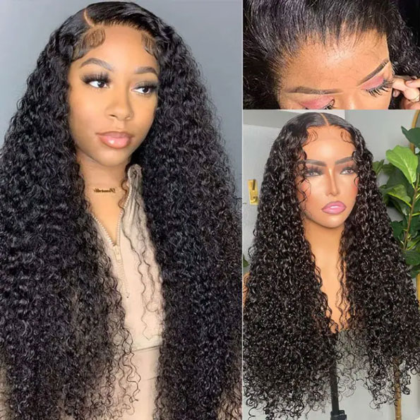 Curly 13×4 13×6 Glueless HD Lace Human Hair Frontal Wig Bleached Knots Plucked Hairline 180% Density Curly 13×4 13×6 Glueless HD Lace Human Hair Frontal Wig Bleached Knots Plucked Hairline 180% Density - Image 1