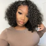 Hot Curly Short Bob Wig Side Part Wear Go Glueless Lace Frontal Wigs 180% Density - Image 11