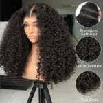 12A Quality Coily Curly 6×5 Closure Pull Go Glueless Super Double Drawn Human Hair Wig - Image 4