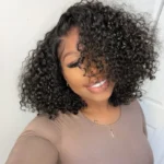 Hot Curly Short Bob Wig Side Part Wear Go Glueless Lace Frontal Wigs 180% Density - Image 10