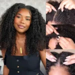 Curly U/V Part Human Hair Wig No Glue Pull & Go Drawstring Affordable Wigs For Women - Image 4