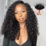 Curly U/V Part Human Hair Wig No Glue Pull & Go Drawstring Affordable Wigs For Women - Image 3