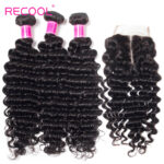 Brazilian Deep Wave 4 Bundles With 5×5 Lace Closure Virgin Human Hair Weave - Image 2