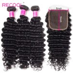 Brazilian Hair 3 Bundles Deep Wave With 5×5 Lace Closure 100% Human Hair Extension - Image 2