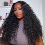Deep Wave Pull Go Drawstring Glueless 6×5 13×6 HD Lace Closure Human Hair Wig Pre Bleached Knots