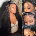 Deep Wave 13×6 HD Lace Frontal Wigs Curly Human Hair Drawstring Cap Pre Plucked & Bleached - Image 2