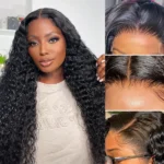 Deep Wave 13×6 HD Lace Frontal Wigs Curly Human Hair Drawstring Cap Pre Plucked & Bleached - Image 11