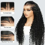 Pre Braided Deep Wave Glueless Human Hair Wig 9×6 Lace Pre Everything Flexi-Fit Cap With Knots Bleached
