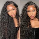 Brazilian Deep Wave 13×4 Full Frontal 13×6 HD Lace Glueless Wig Bleached Knots Plucked Hairline 180% Density