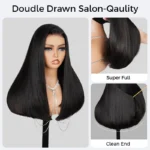 Double Drawn Blunt Cut Straight Human Hair Glueless 6×5 HD Lace Closure Wig Pre Everything Wear Go - Image 4