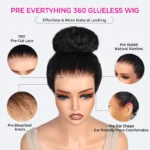 Drawstring 360 Lace Yaki Straight Glueless Wig 100% Human Hair Pre Plucked & Bleached - Image 8