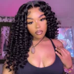 Spiral Deep Curl Fluffy Style Glueless Human Hair Wig Pre Bleached & Plucked Pull Go Drawstring - Image 8