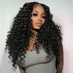 Spiral Deep Curl Fluffy Style Glueless Human Hair Wig Pre Bleached & Plucked Pull Go Drawstring - Image 2
