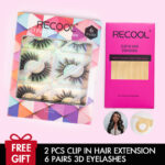 Free Gift 2PCS Clip In Hair Extension DIY Highlight Style + 6 Pairs 3D Eyelashes