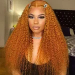 Ginger Orange Color Curly Wig 13×4 HD Lace Front Wigs Colored Human Hair 180% Density