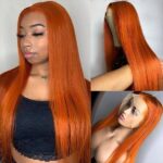 Ginger Orange Color 13×4 HD Lace Front Wig Straight Colored Human Hair Wigs 180% Density