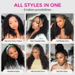 Yaki Straight 3 IN 1 Half Wig Glueless Install 100% Human Hair Drawstring Flip Over Wig - Image 13