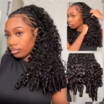 Burmese Curly Half Wig Drawstring Flip Over Human Hair Wig Spiral Curly Ends Glueless For Beginners - Image 3