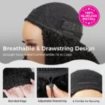 Yaki Body Wave Half Wig Pre Style Layered 100% Human Hair Pull Go with Adjustable Drawstring - Image 13