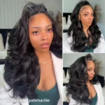 Yaki Body Wave Half Wig Pre Style Layered 100% Human Hair Pull Go with Adjustable Drawstring - Image 5