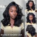 Yaki Body Wave Half Wig Pre Style Layered 100% Human Hair Pull Go with Adjustable Drawstring - Image 12
