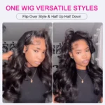 Yaki Body Wave Half Wig Pre Style Layered 100% Human Hair Pull Go with Adjustable Drawstring - Image 11